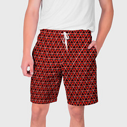 Шорты на шнурке мужские Красные и чёрные треугольники, цвет: 3D-принт