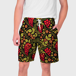 Мужские шорты Хохломская роспись красные ягоды