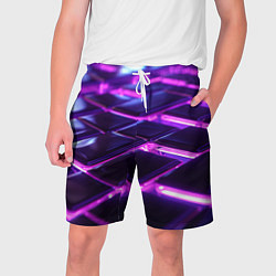 Шорты на шнурке мужские Фиолетовая неоновая плитка, цвет: 3D-принт