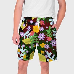 Шорты на шнурке мужские Гавайская цветочная расцветка, цвет: 3D-принт
