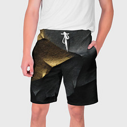 Шорты на шнурке мужские Черная текстура с золотистым напылением, цвет: 3D-принт