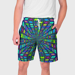 Шорты на шнурке мужские Абстрактный узор коридор из разноцветных квадратов, цвет: 3D-принт