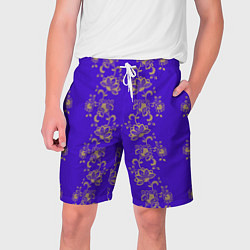 Мужские шорты Контурные цветы на фиолетовом фоне