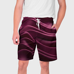 Шорты на шнурке мужские Шелк бургунди, цвет: 3D-принт