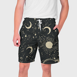 Шорты на шнурке мужские Звёздная карта с лунами и солнцем, цвет: 3D-принт