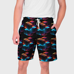 Шорты на шнурке мужские Разноцветные неоновые кубы, цвет: 3D-принт