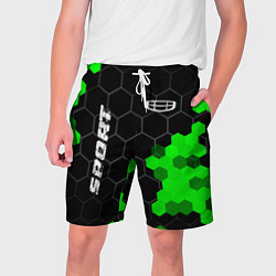 Шорты на шнурке мужские Geely green sport hexagon, цвет: 3D-принт
