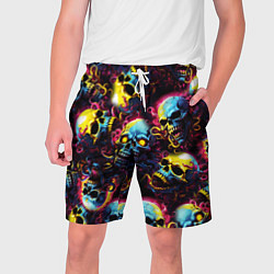 Шорты на шнурке мужские Разноцветные черепушки с щупальцами, цвет: 3D-принт