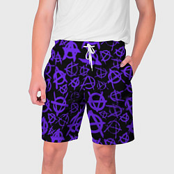 Шорты на шнурке мужские Узор анархия фиолетовый, цвет: 3D-принт