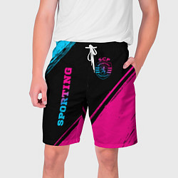 Шорты на шнурке мужские Sporting - neon gradient вертикально, цвет: 3D-принт