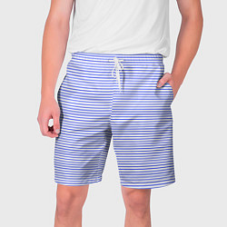 Шорты на шнурке мужские Белый в тонкую синюю полоску, цвет: 3D-принт