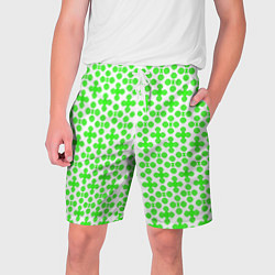 Мужские шорты Зелёные четырёхлистники на белом фоне