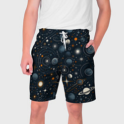 Шорты на шнурке мужские Космические элементы, цвет: 3D-принт