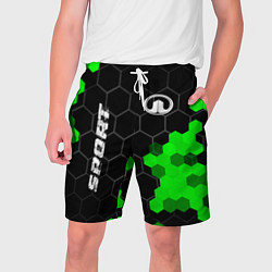 Шорты на шнурке мужские Great Wall green sport hexagon, цвет: 3D-принт
