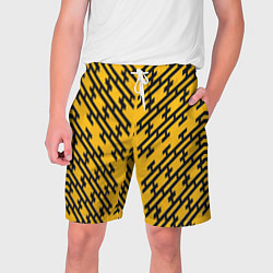 Шорты на шнурке мужские Чёрные полосы на жёлтом фоне, цвет: 3D-принт