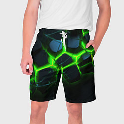 Мужские шорты Зеленый неон и разлом плит