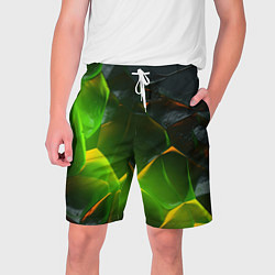 Шорты на шнурке мужские Зеленая абстрактная неоновая текстура, цвет: 3D-принт