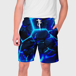 Мужские шорты Яркие голубые неоновые плиты в разломе