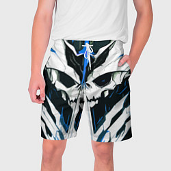 Шорты на шнурке мужские Абстрактный белый череп и синие полосы, цвет: 3D-принт