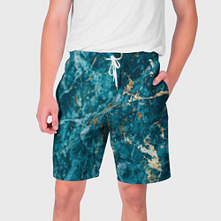 Шорты на шнурке мужские Мраморная текстура с золотом, цвет: 3D-принт