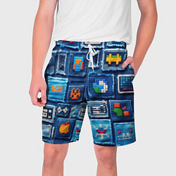 Мужские шорты Пиксельные символы на пэчворк