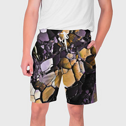 Шорты на шнурке мужские Чёрно-жёлтый камень, цвет: 3D-принт