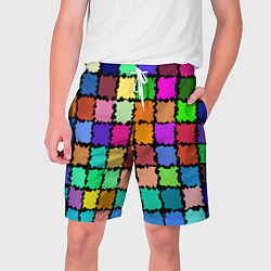 Шорты на шнурке мужские Лоскутки, цвет: 3D-принт
