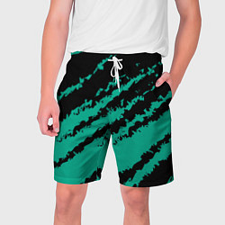 Шорты на шнурке мужские The color is black and turquoise, цвет: 3D-принт