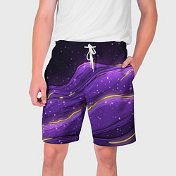 Шорты на шнурке мужские Фиолетовая текстура с золотыми звездочками, цвет: 3D-принт
