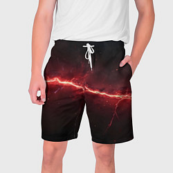 Шорты на шнурке мужские Красная линия - молния, цвет: 3D-принт