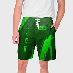 Шорты на шнурке мужские Nine Inch Nails - green gradient вертикально, цвет: 3D-принт