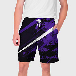 Шорты на шнурке мужские Color black purple line, цвет: 3D-принт