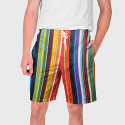 Шорты на шнурке мужские Разноцветная полоска, цвет: 3D-принт