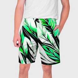 Шорты на шнурке мужские Крупные листья абстракция, цвет: 3D-принт
