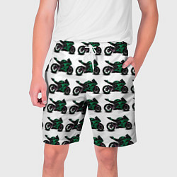 Шорты на шнурке мужские Motorbike dark green, цвет: 3D-принт