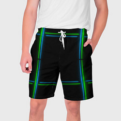 Шорты на шнурке мужские Neon green light blue, цвет: 3D-принт