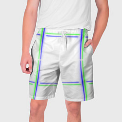 Шорты на шнурке мужские Neon white green light blue, цвет: 3D-принт