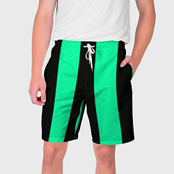 Шорты на шнурке мужские Color turquoise black line, цвет: 3D-принт