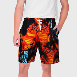 Шорты на шнурке мужские Абстрактная текстура рыжего пламени, цвет: 3D-принт