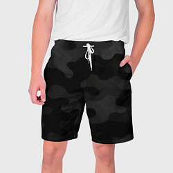 Шорты на шнурке мужские Черно-серая текстура камуфляжа, цвет: 3D-принт