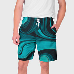 Шорты на шнурке мужские Мраморный малахитовый узор из изумрудных разводов, цвет: 3D-принт