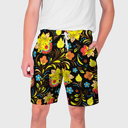 Шорты на шнурке мужские Хохлома узор, цвет: 3D-принт