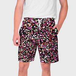 Шорты на шнурке мужские Тёмно-розовый абстрактный в мелкую крапинку, цвет: 3D-принт
