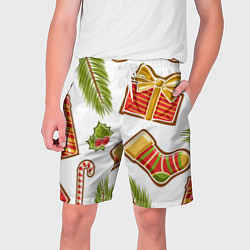 Шорты на шнурке мужские Рождественский вайб, цвет: 3D-принт