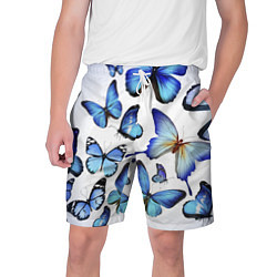 Шорты на шнурке мужские Голубые бабочки, цвет: 3D-принт