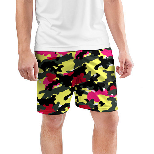 Мужские спортивные шорты Камуфляж: контраст цветов / 3D-принт – фото 3