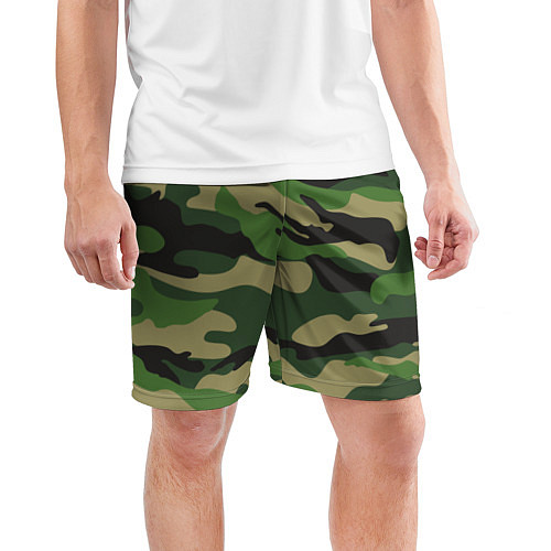 Мужские спортивные шорты Камуфляж: хаки/зеленый / 3D-принт – фото 3
