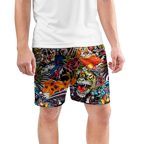 Мужские спортивные шорты Dsquared tatoo / 3D-принт – фото 3
