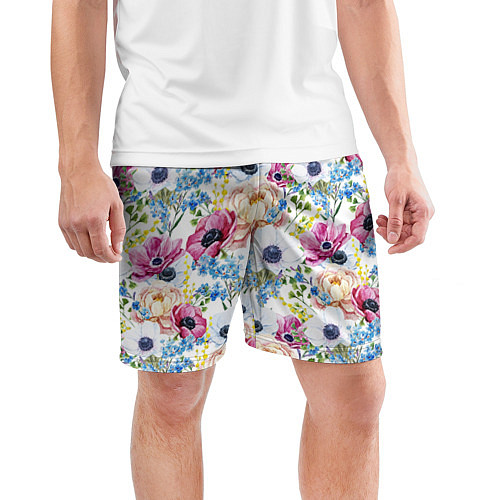 Мужские спортивные шорты Цветы и бабочки 10 / 3D-принт – фото 3