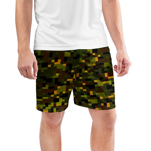 Мужские спортивные шорты Камуфляж пиксельный: хаки / 3D-принт – фото 3